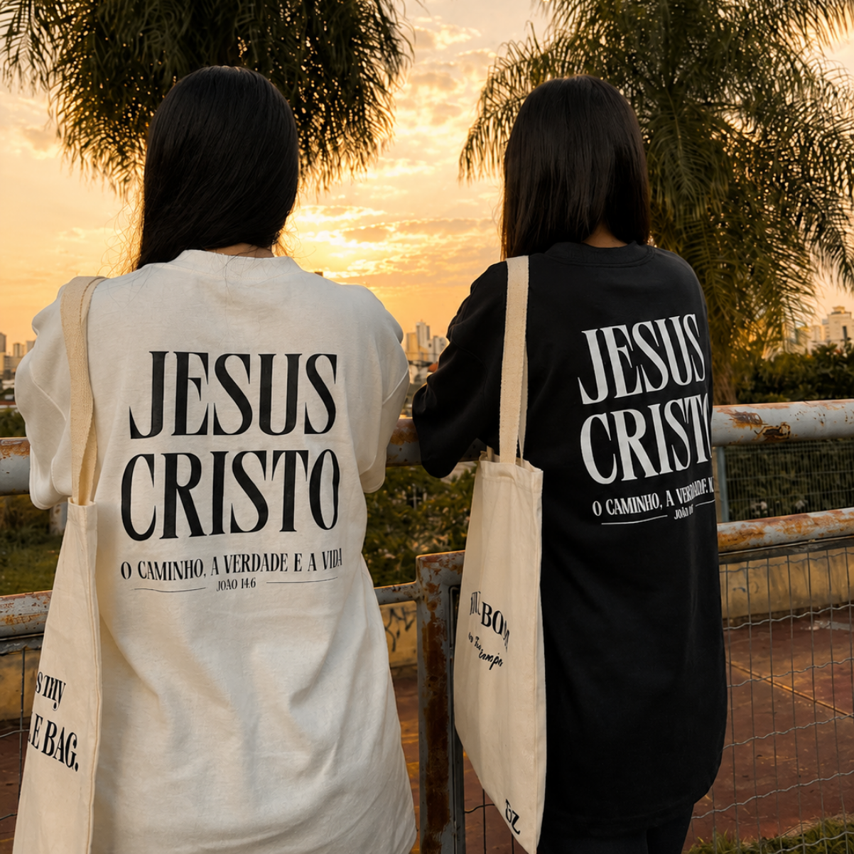 Camiseta Oversized Jesus Cristo - Off-White - foto 4